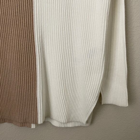 Abercrombie & Fitch Sweater Womens Small Tan Luxeloft Colorblock Ribbed Knit - Picture 6 of 12
